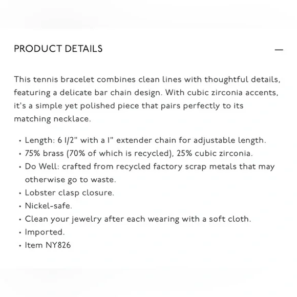 Madewell Gold bar Chain tennis Bracelet - Picture 5 of 11